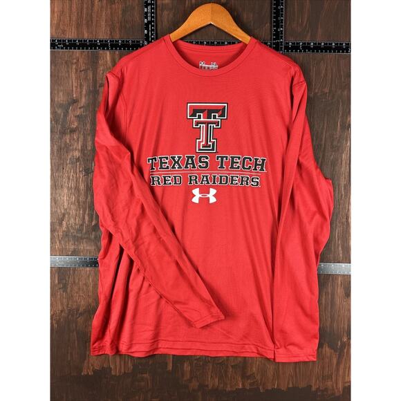 XL Under Armour Texas Tech Shirt Long Sleeve Loose Stretch Red Mens XL NCAA EUC - Picture 1 of 7